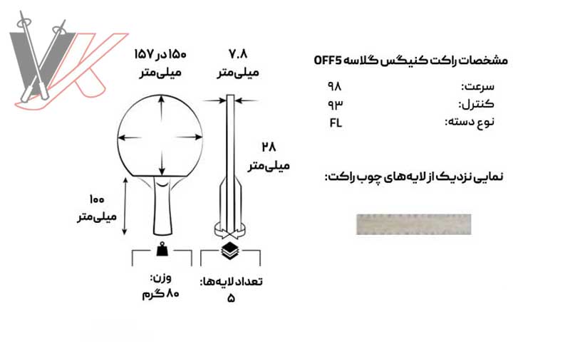 مشخصات چوب راکت پینگ پنگ جوو مدل کنیگس کلاسه کربن
